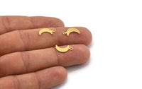 Gold Moon Charm, 24 Gold Plated Brass Moon Charms,findings (14x6mm) Brs 785 A0303