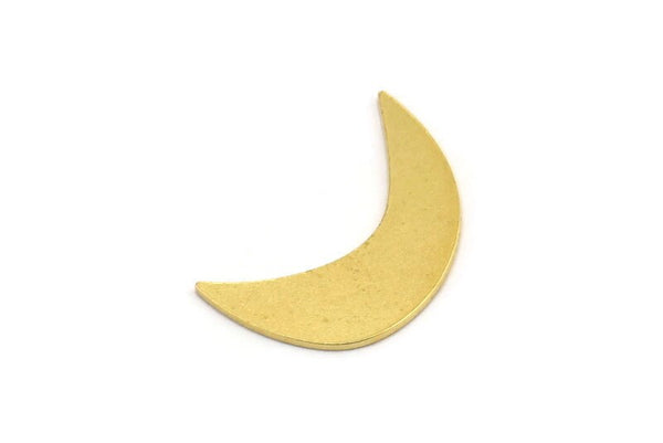 Brass Moon Blank, 12 Raw Brass Crescent Moon Shaped Blanks, Findings (21x6x0.60mm) A4975