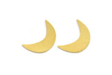 Brass Moon Blank, 12 Raw Brass Crescent Moon Shaped Blanks, Findings (21x6x0.60mm) A4975