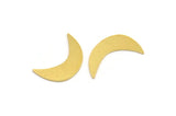Brass Moon Blank, 12 Raw Brass Crescent Moon Shaped Blanks, Findings (21x6x0.60mm) A4975