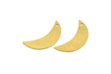 Brass Moon Charm, 12 Raw Brass Crescent Moon Charms With 1 Hole (23.5x7.5x0.60mm) A4966