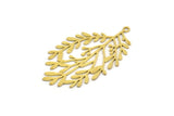 Brass Leaf Charm, 4 Raw Brass Branch Charms With 1 Loop, Charm Pendants (44.5x26x0.60mm) A5053