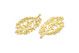 Brass Leaf Charm, 4 Raw Brass Branch Charms With 1 Loop, Charm Pendants (44.5x26x0.60mm) A5053