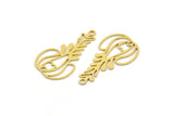 Brass Flower Charm, 24 Raw Brass Flower Shaped Charms With 1 Loop, Findings (28x15.5x0.60mm) A4915