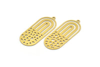 Pirinç Oval Charm, 1 Halkalı 6 Ham Pirinç Oval Charm, Küpe Charm'ları (38x15,5x0,60 mm) A5050