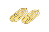 Pirinç Oval Charm, 1 Halkalı 6 Ham Pirinç Oval Charm, Küpe Charm'ları (38x15,5x0,60 mm) A5050