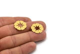 Brass Flower Charm, 10 Raw Brass Flower Charms, Earring Charms (19.5x0.60mm) A4996