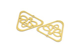 Brass Triangle Charm, 8 Raw Brass Bee Patterned Triangle Shaped Charms With 1 Hole (29x34x0.60mm) A5019