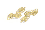 Brass Leaf Charm, 4 Raw Brass Leaf Charms With 1 Loop, Charm Pendants (59x23x0.60mm) A5030