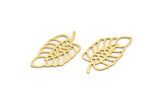 Brass Leaf Charm, 12 Raw Brass Leaf Charms, Charm Pendants, Findings (27x15x0.60mm) A5031