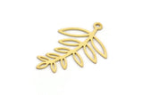 Brass Leaf Charm, 12 Raw Brass Branch Charms With 1 Loop, Charm Pendants (33x23x0.60mm) A5071