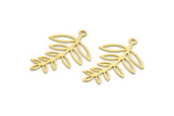 Brass Leaf Charm, 12 Raw Brass Branch Charms With 1 Loop, Charm Pendants (33x23x0.60mm) A5071