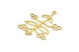 Brass Leaf Charm, 12 Raw Brass Branch Charms With 1 Loop, Charm Pendants (31x27x0.60mm) A5032