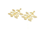 Brass Leaf Charm, 12 Raw Brass Branch Charms With 1 Loop, Charm Pendants (31x27x0.60mm) A5032