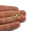 Brass Leaf Charm, 12 Raw Brass Branch Charms With 1 Loop, Charm Pendants (31x27x0.60mm) A5032