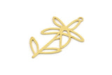 Brass Flower Charm, 12 Raw Brass Flower Shaped Charms With 1 Loop, Findings (39.5x25x0.60mm) A5046
