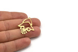 Brass Flower Charm, 10 Raw Brass Flower Shaped Charms With 1 Loop, Findings (37x27x0.60mm) A5028