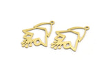 Brass Flower Charm, 12 Raw Brass Flower Shaped Charms With 1 Loop, Findings (28x20x0.60mm) A5029