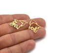 Brass Flower Charm, 12 Raw Brass Flower Shaped Charms With 1 Loop, Findings (28x20x0.60mm) A5029