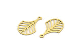 Brass Leaf Charm, 24 Raw Brass Leaf Charms With 1 Loop, Charm Pendants (20x13x0.60mm) A5024