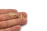 Brass Leaf Charm, 24 Raw Brass Leaf Charms With 1 Loop, Charm Pendants (20x13x0.60mm) A5024