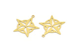 Brass Star Charm, 10 Raw Brass Star Charms With 1 Loop, Charm Pendants (28x26x0.60mm) A5061