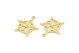 Brass Star Charm, 24 Raw Brass Star Charms With 1 Loop, Charm Pendants (20x18x0.60mm) A5059