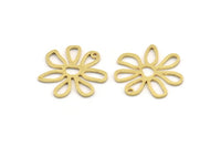 Pirinç Papatya Tılsımı, 1 Delikli 12 Ham Pirinç Papatya Tılsımı, Kolye Uçları, Küpeler (24,5x26x1 mm) A5062
