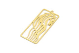 Brass Horse Charm, 4 Raw Brass Horse Patterned Rectangle Shape Charms With 1 Loop, Charm Pendants (49.5x22x0.60mm) A5057