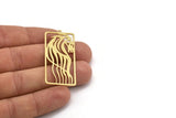 Brass Horse Charm, 4 Raw Brass Horse Patterned Rectangle Shape Charms With 1 Loop, Charm Pendants (49.5x22x0.60mm) A5057