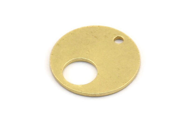 Brass Round Charm, 12 Raw Brass Round Shape Charms With 1 Hole, Charm Pendants (16x0.80mm) A5075