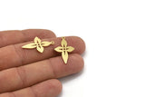 Brass Flower Charm, 12 Raw Brass Flower Shaped Charms With 1 Loop, Findings (27x17x0.60mm) A5084