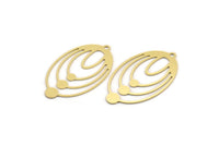 Pirinç Oval Charm, 1 Döngülü 8 Ham Pirinç Oval Charm, Küpe Charm'ları (40x23,5x0,60 mm) A5063