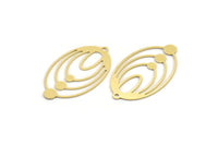 Pirinç Oval Charm, 1 Döngülü 8 Ham Pirinç Oval Charm, Küpe Charm'ları (40x23,5x0,60 mm) A5063