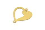 Pirinç Kalp Charm, 2 Döngülü 12 Ham Pirinç Köpek Desenli Kalp Şeklinde Charm, Bağlantı Parçaları (21x18,5x0,60 mm) A5043