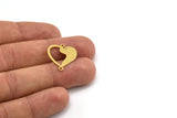 Pirinç Kalp Charm, 2 Döngülü 12 Ham Pirinç Köpek Desenli Kalp Şeklinde Charm, Bağlantı Parçaları (21x18,5x0,60 mm) A5043