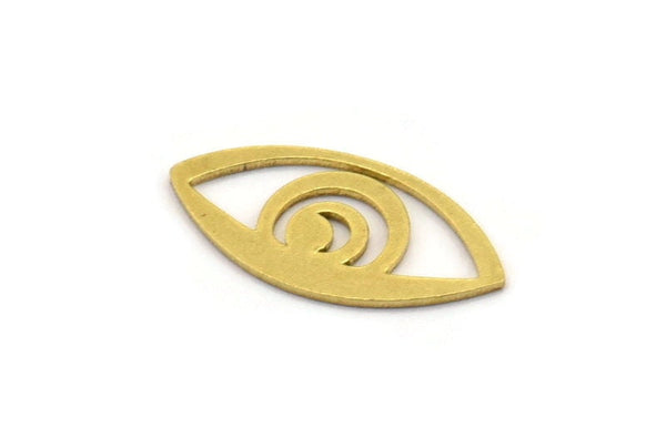 Brass Eye Charm, 50 Raw Brass Eye Shaped Charms, Connector Findings (9x18x0.60mm) A5052