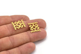 Brass Ethnic Charm, 12 Raw Brass Ethnic Motif Charms, Earring Charms (18x14.5x0.60mm) A5051