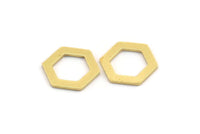 Pirinç Altıgen Charm, 50 Ham Pirinç Altıgen Halka, Bağlantı Elemanları (11x12,5x0,80 mm) A5080