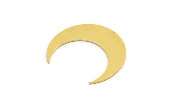 Brass Moon Blank, 12 Raw Brass Crescent Moon Shaped Blanks, Findings (24x7x0.60mm) A5098