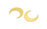 Brass Moon Blank, 12 Raw Brass Crescent Moon Shaped Blanks, Findings (24x7x0.60mm) A5098