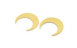 Brass Moon Blank, 12 Raw Brass Crescent Moon Shaped Blanks, Findings (21x6x0.60mm) A5097