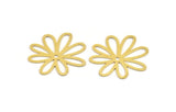 Brass Flower Charm, 8 Raw Brass Flower Charms With 1 Hole, Earring Findings (32x30x0.60mm) A5096