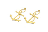 Brass Anchor Charm, 8 Raw Brass Anchor Shaped Charms With 1 Loop, Pendants, Earring Findings (30x18x0.60mm) A5131
