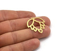 Brass Flower Charm, 8 Raw Brass Lotus Flower Charms With 1 Loop, Findings (30x27x0.60mm) A5122