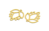 Brass Flower Charm, 12 Raw Brass Lotus Flower Charms With 1 Loop, Findings (22x19x0.60mm) A5120