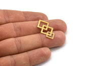 Brass Square Charm, 12 Raw Brass Square Charms, Findings (30x16x0.60mm) A5091