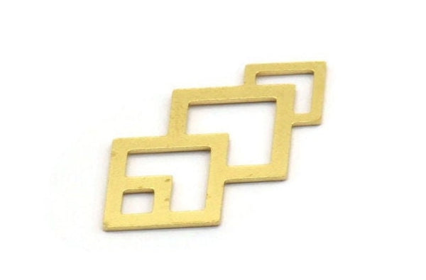 Brass Square Charm, 12 Raw Brass Square Charms, Findings (30x16x0.60mm) A5091