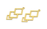 Brass Square Charm, 12 Raw Brass Square Charms With 1 Loop, Findings (32x16x0.60mm) A5123