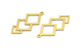 Brass Square Charm, 12 Raw Brass Square Charms With 1 Loop, Findings (32x16x0.60mm) A5123